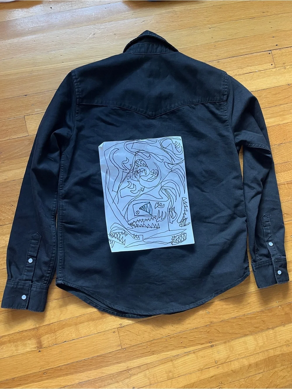 Levi’s black thin denim western shirt coastal cowboy snap pearl button front S - Picture 6 of 10